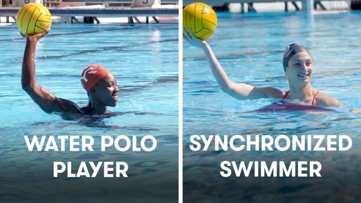 Synchronized Swimmers Try To Keep Up With Water Polo Players  SELF