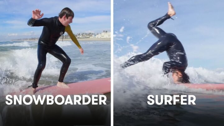 Snowboarders Try To Keep Up With Surfers  SELF