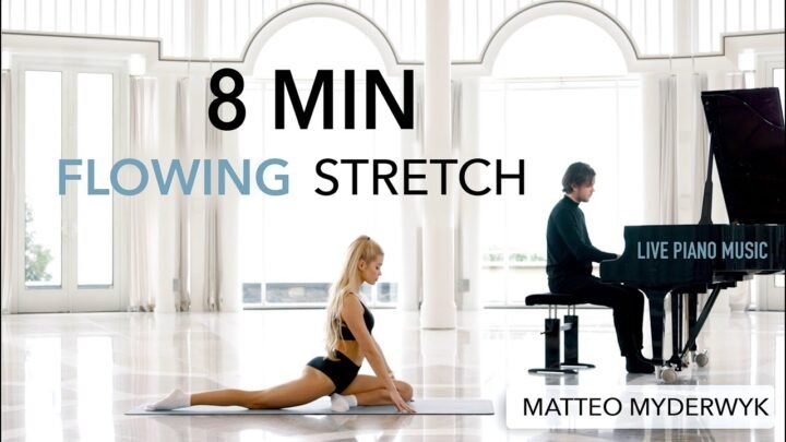 8 MIN FLOWING STRETCH – with LIVE Piano Music by Matteo Myderwyk I Pamela Reif