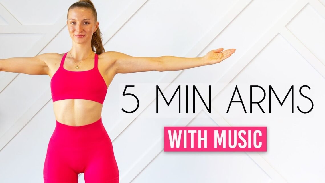 5 MIN TONED ARMS WORKOUT – with music & beeps (Dancer Arms No Equipment)