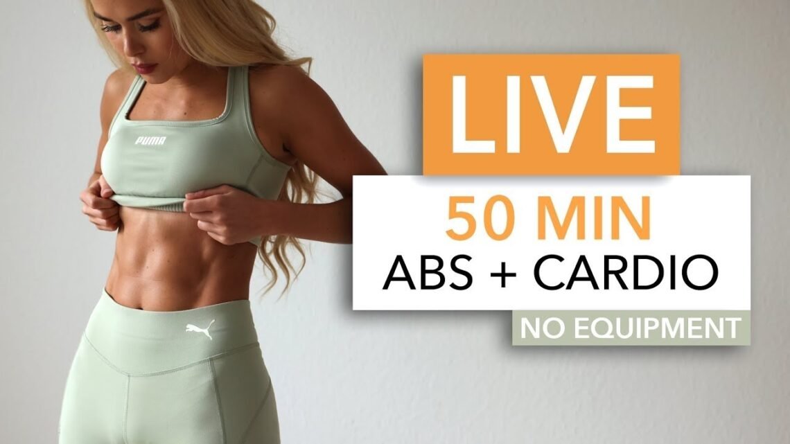 LIVE WORKOUT – 50 MIN ABS + CARDIO DANCE, intense & super happy