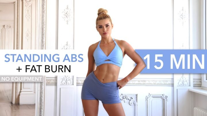 15 MIN STANDING ABS + FAT BURN – on the music, 100% standing core, HIIT I No Equipment